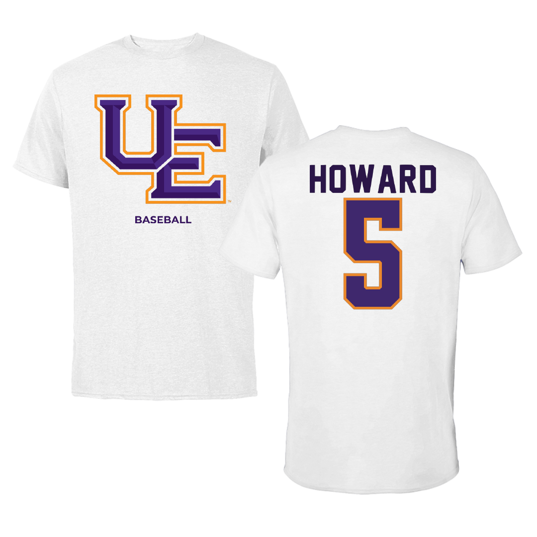 University of Evansville Baseball White Tee - #5 Drew Howard
