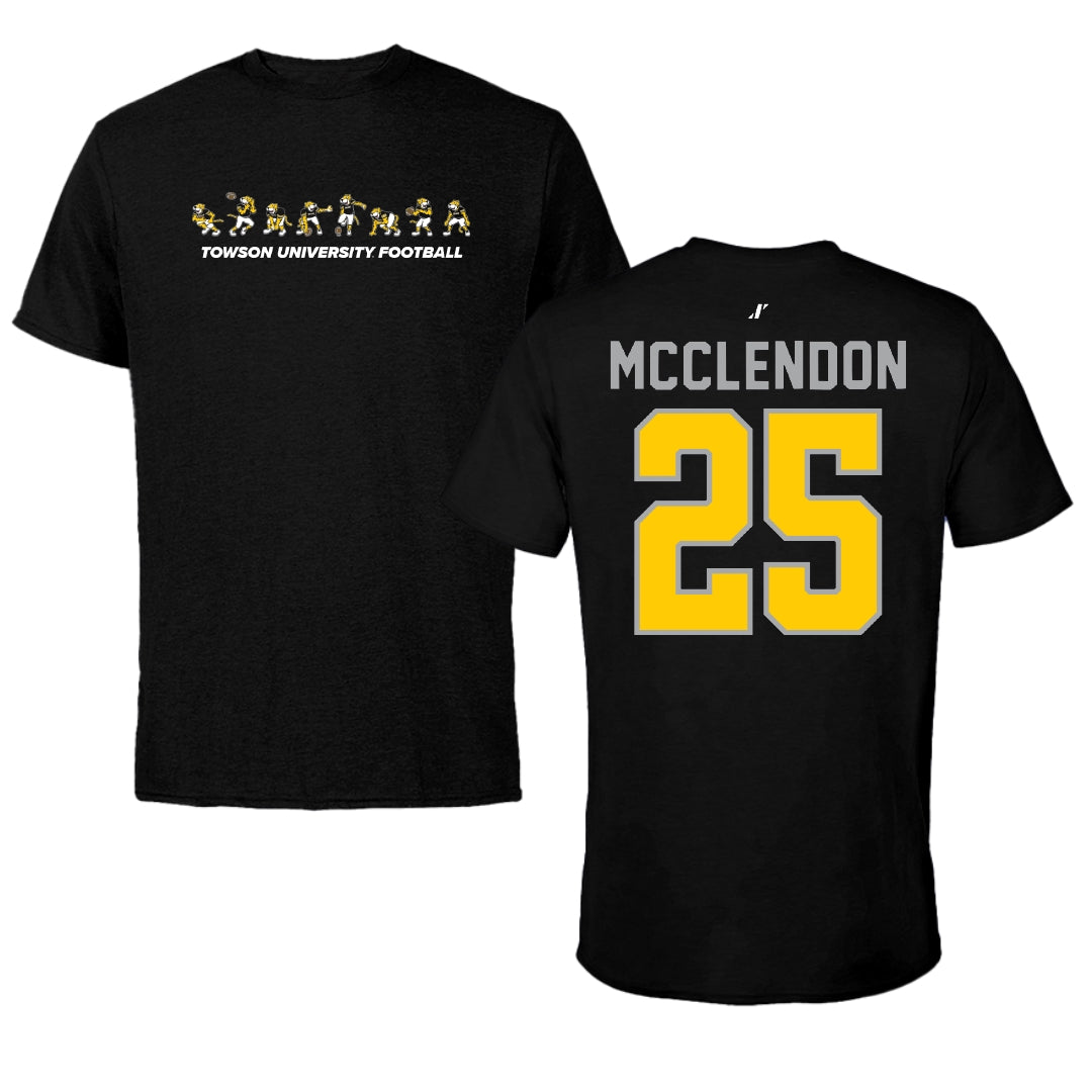 Towson University Football Black Cartoon Doc Team Tee - #25 Cedric McClendon