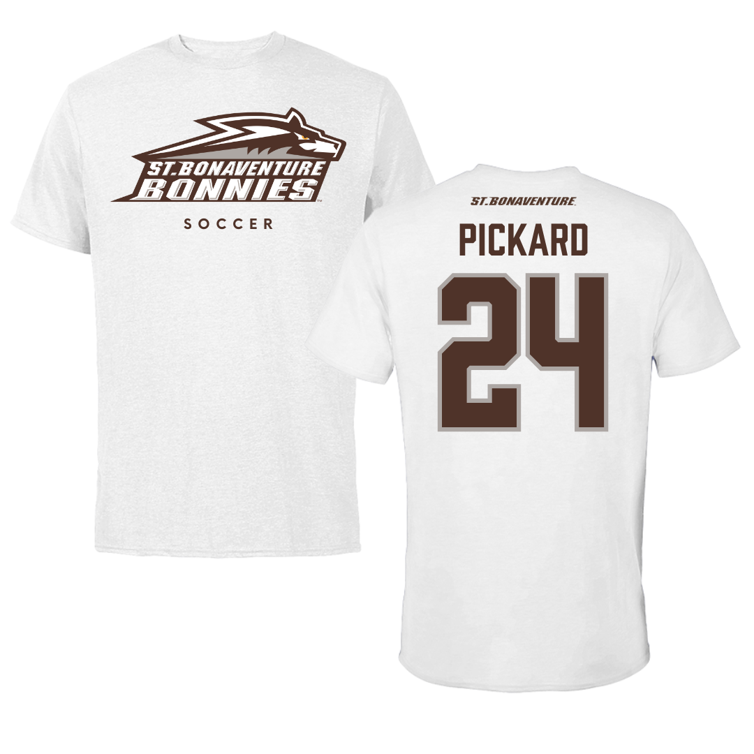St. Bonaventure University Soccer White Tee - #24 Kristin Pickard