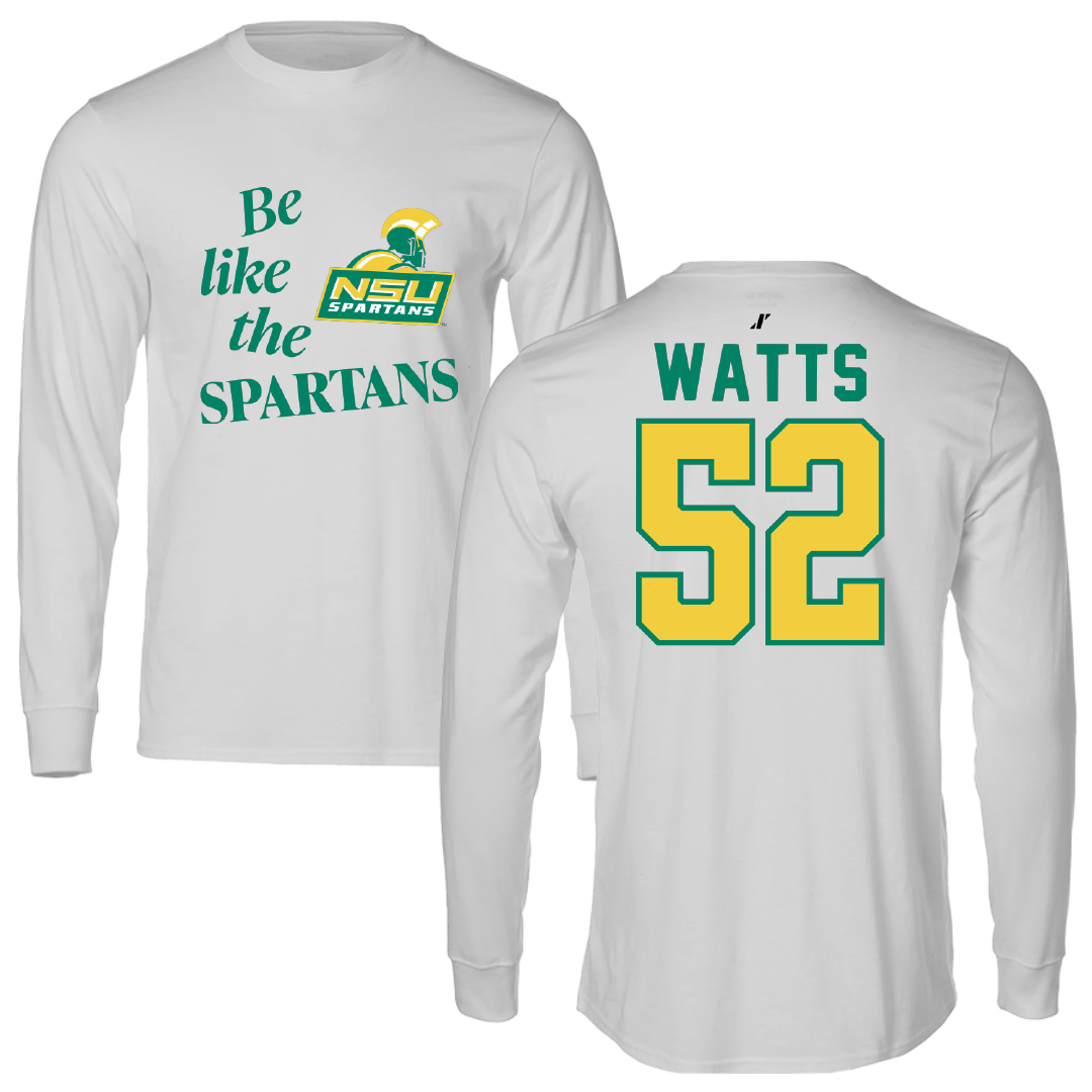 Norfolk State University Football Light Gray Be Like Us Long Sleeve - #52 Matthieu Watts