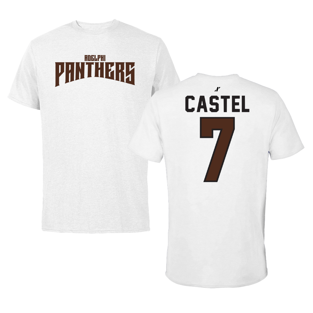 Adelphi University Soccer White Classic Performance Tee - #7 Victor Castel