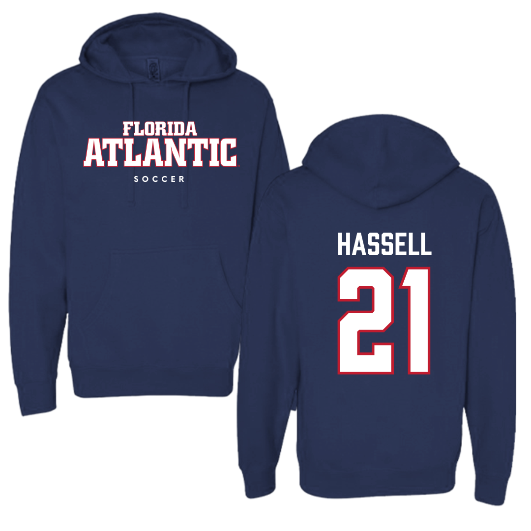 Florida Atlantic University Soccer Navy Block Hoodie - #21 Zach Hassell