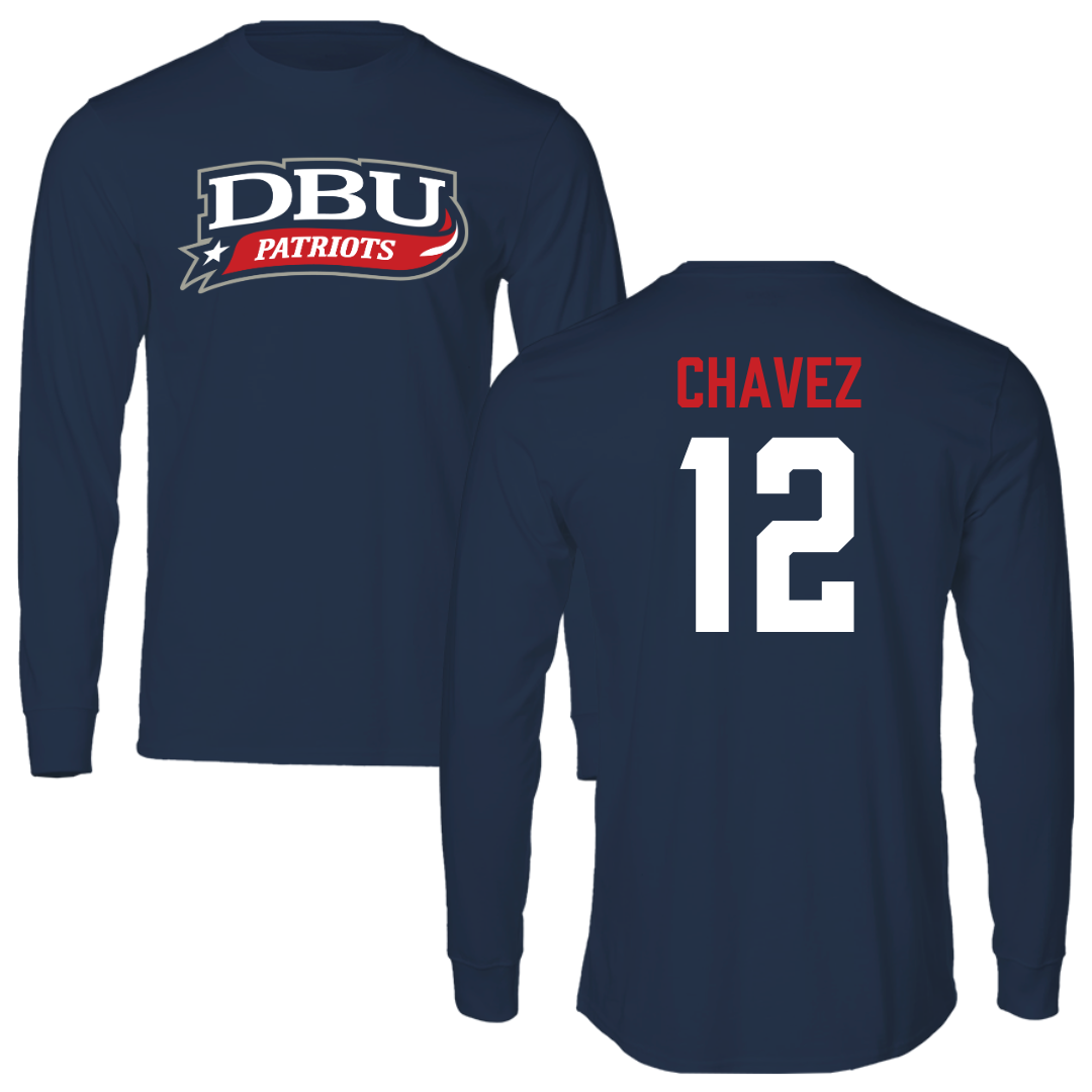 Dallas Baptist University Lacrosse Navy Long Sleeve - #12 Luis Chavez