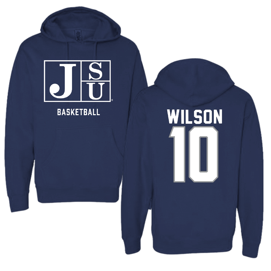 Jackson State University Basketball Navy Hoodie - #10 Ebo Wilson