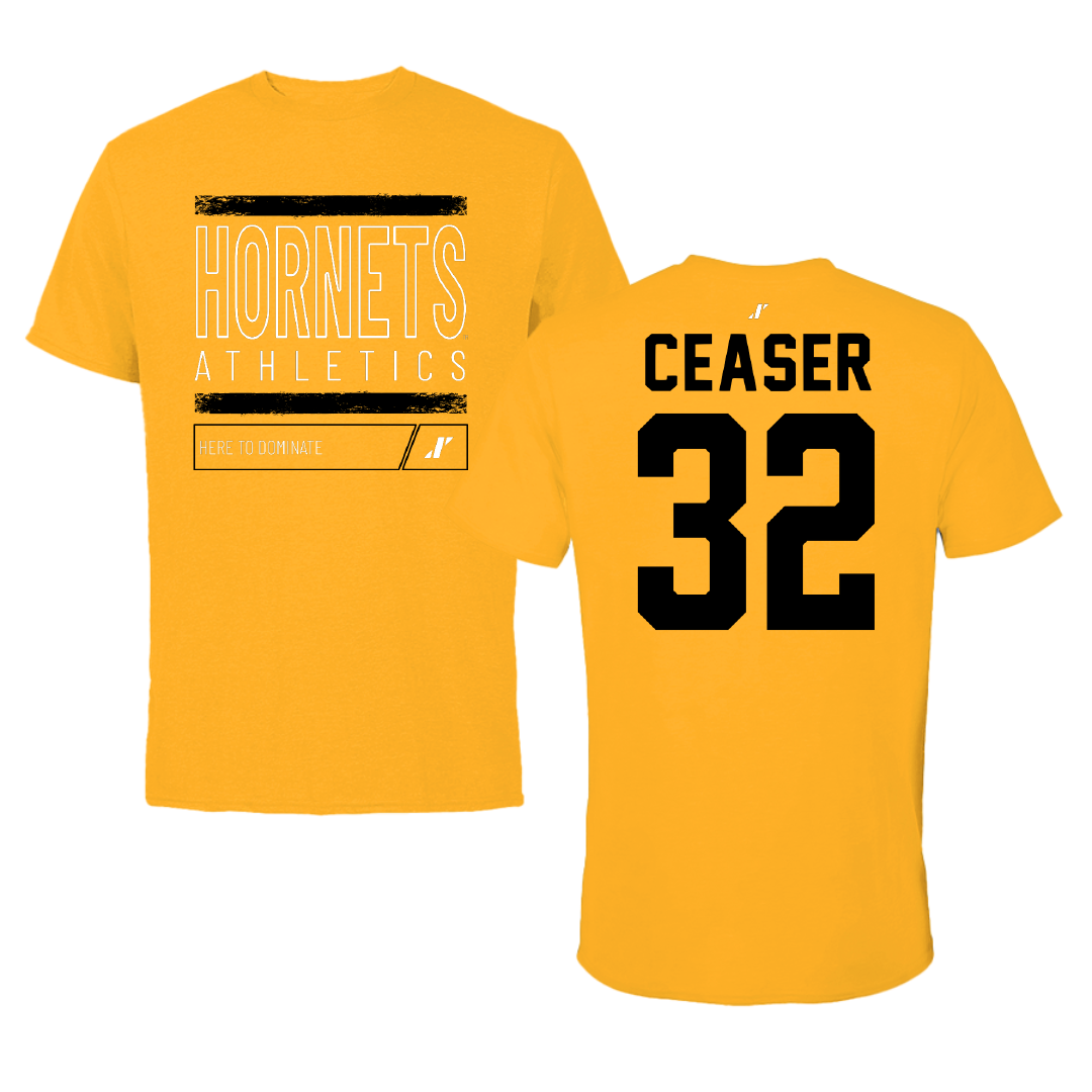 Alabama State University Football Gold Dominate Tee - #32 Brennen Ceaser
