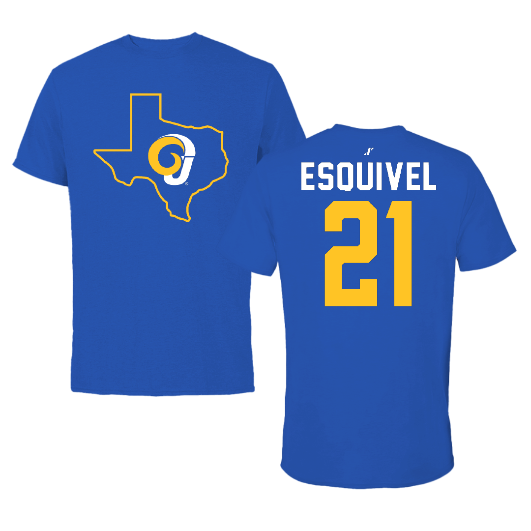 Angelo State University Basketball Blue State Performance Tee - #21 Majik Esquivel