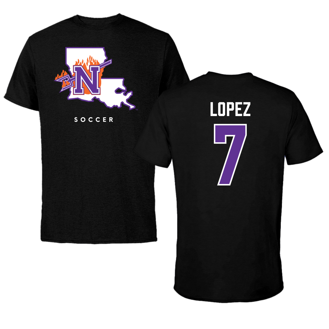 Northwestern State University Soccer Black Block Performance Tee - #7 Sabrina Lopez