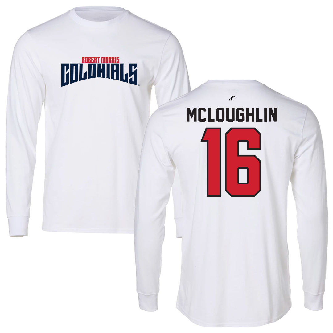 Robert Morris University Soccer White Classic Performance Long Sleeve - #16 Kai McLoughlin