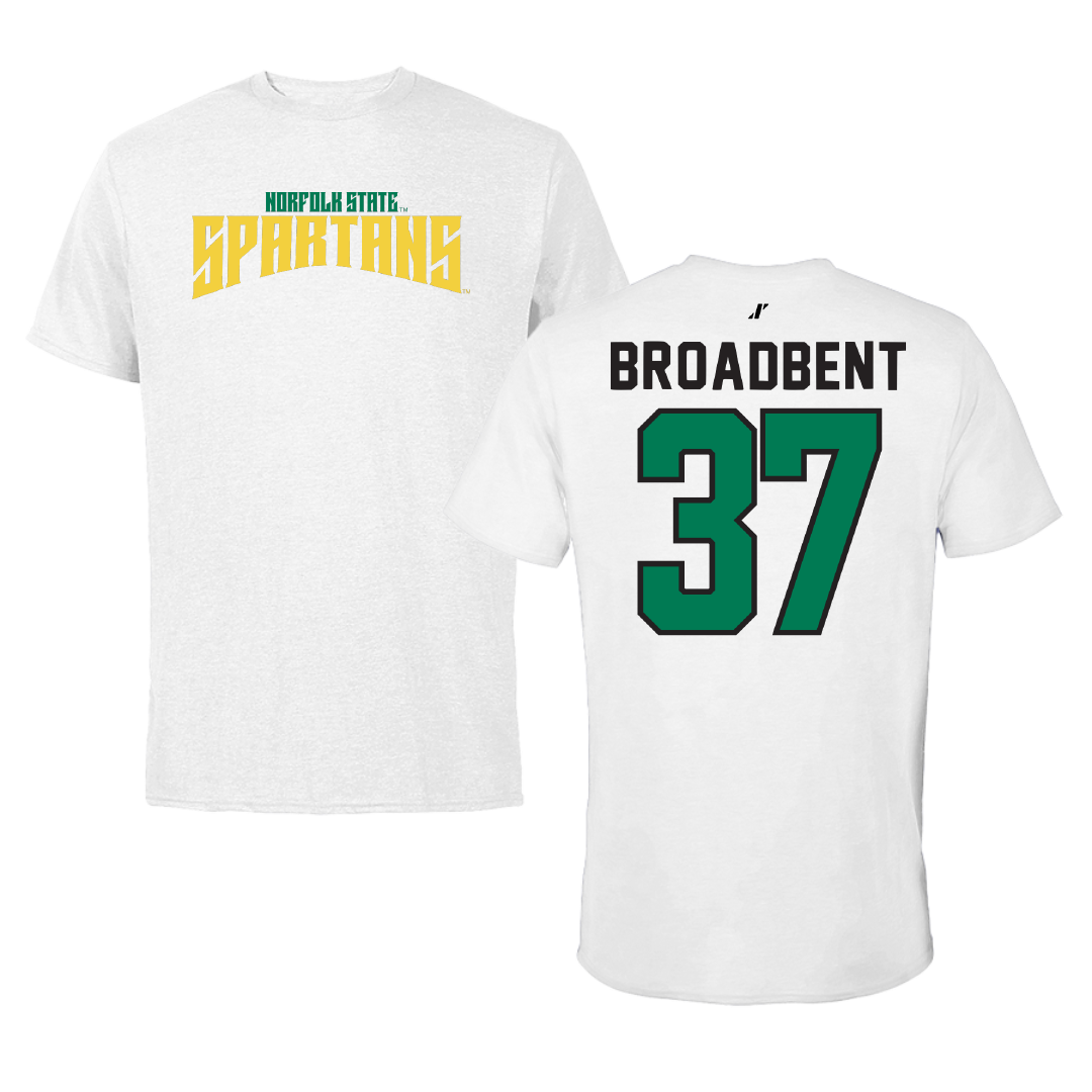 Norfolk State University Football White Classic Performance Tee - #37 Kaleb Broadbent