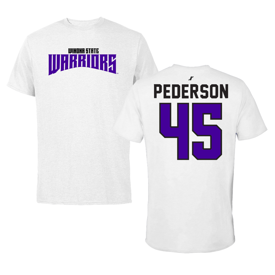 Winona State University Baseball White Classic Performance Tee - #45 Max Pederson