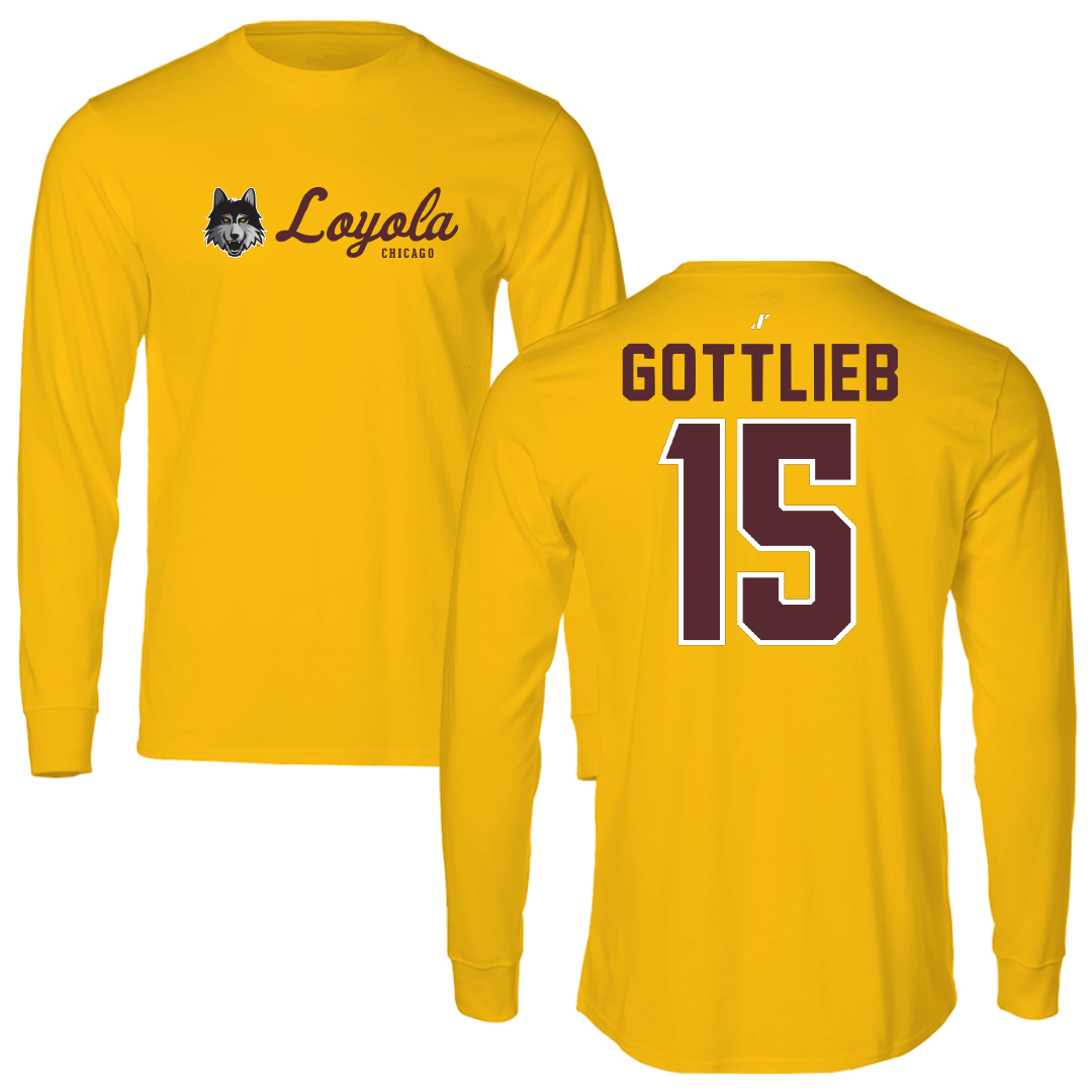 Loyola University-Chicago Volleyball Gold General Performance Long Sleeve - #15 Josh Gottlieb