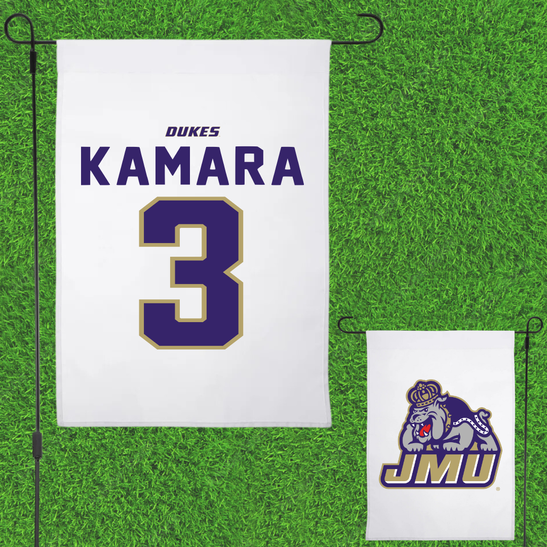 James Madison University Football White Garden Flag - #3 Mikail Kamara
