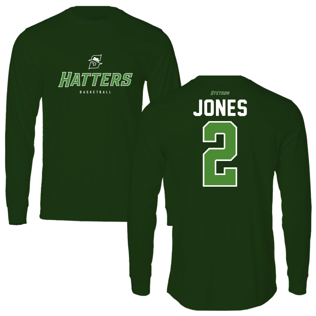 Stetson University Basketball Forest Green Performance Long Sleeve - #2 Isaac Jones