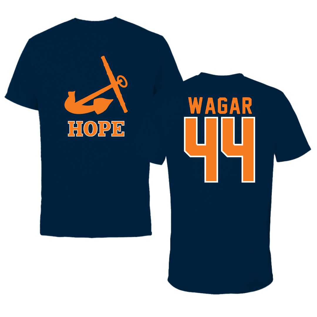 Hope College Basketball Navy Tee - #44 Ben Wagar