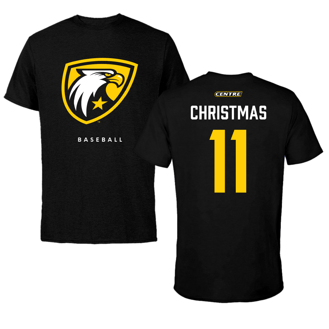 Centre College Baseball Black Performance Tee - #11 Aidan Christmas