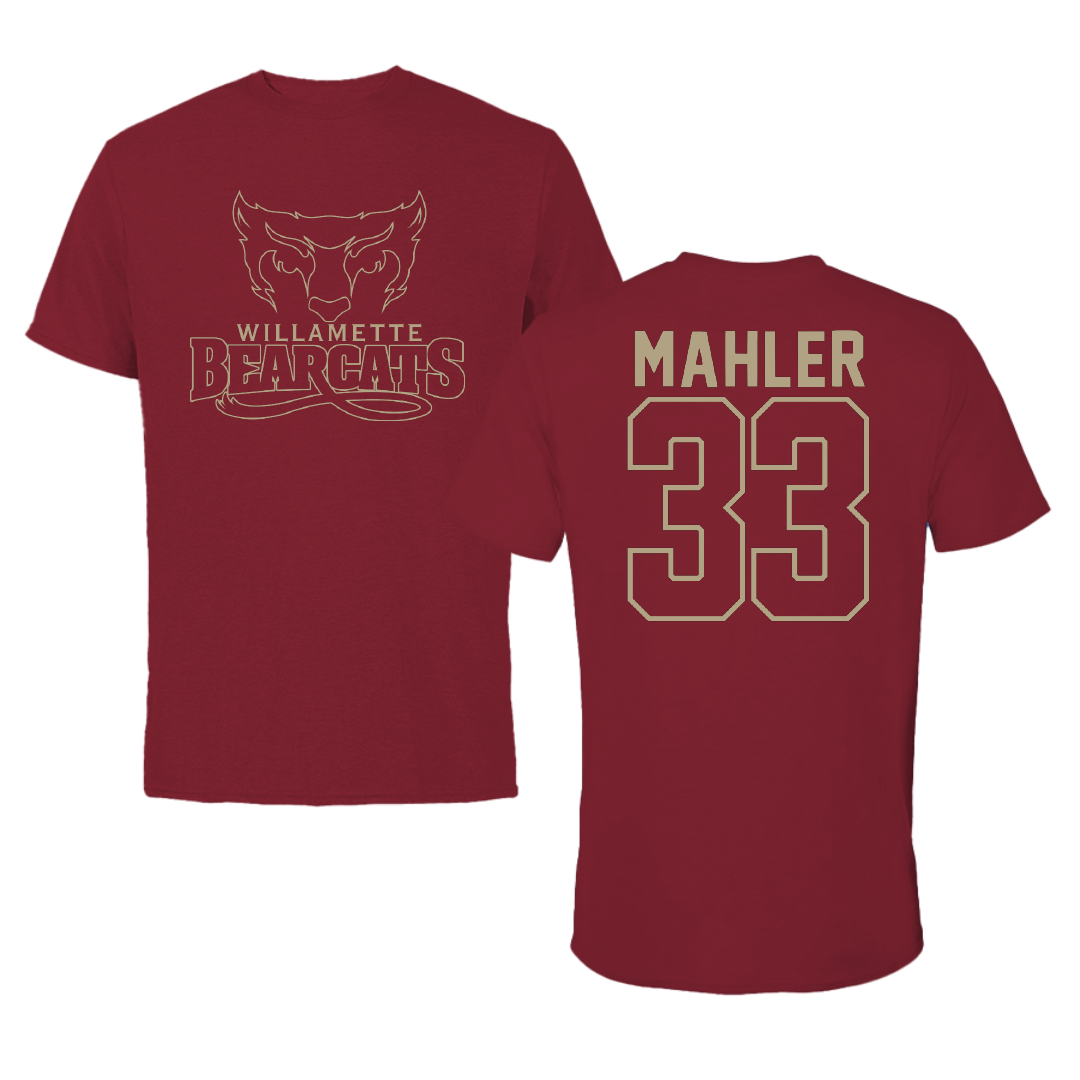 Willamette University Baseball Cardinal Tee - #33 Roman Mahler
