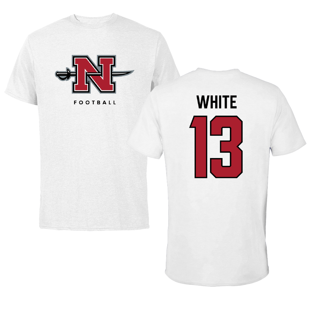 Nicholls State University Football White Tee - #13 Kylin White