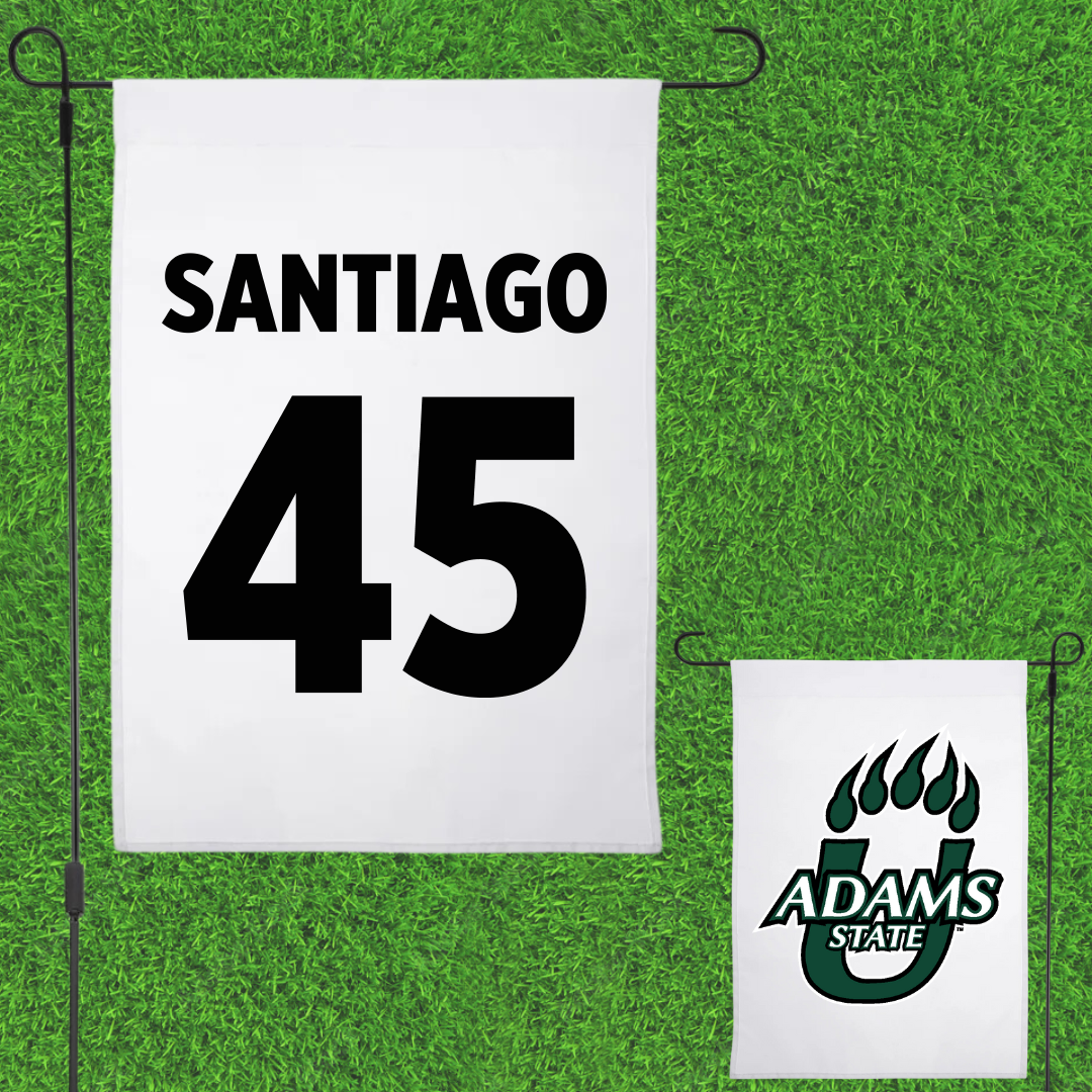 Adams State University Baseball White Garden Flag - #45 Ricardo Santiago