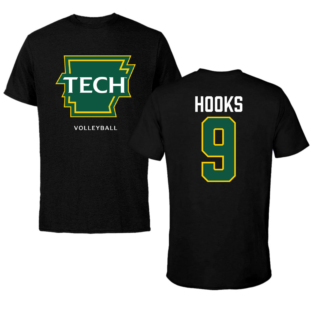 Arkansas Tech University Volleyball Black Tee - #9 Henley Hooks