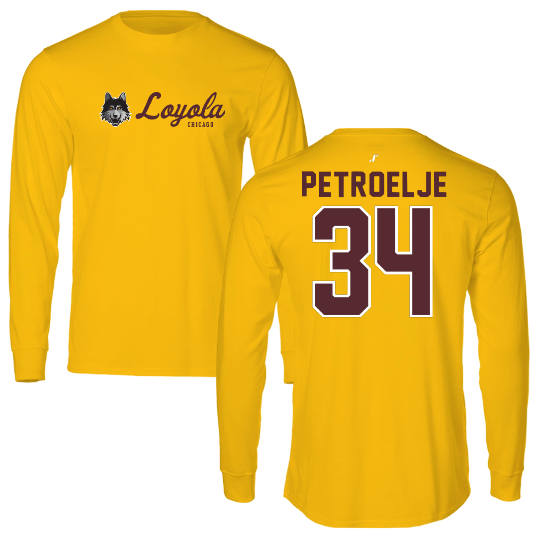 Loyola University-Chicago Basketball Gold General Long Sleeve - #34 Maddie Petroelje