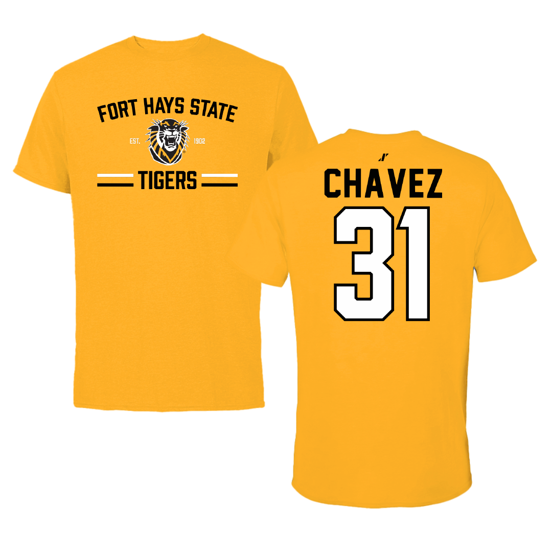 Fort Hays State University Baseball Gold General Tee - #31 Brandon Chavez