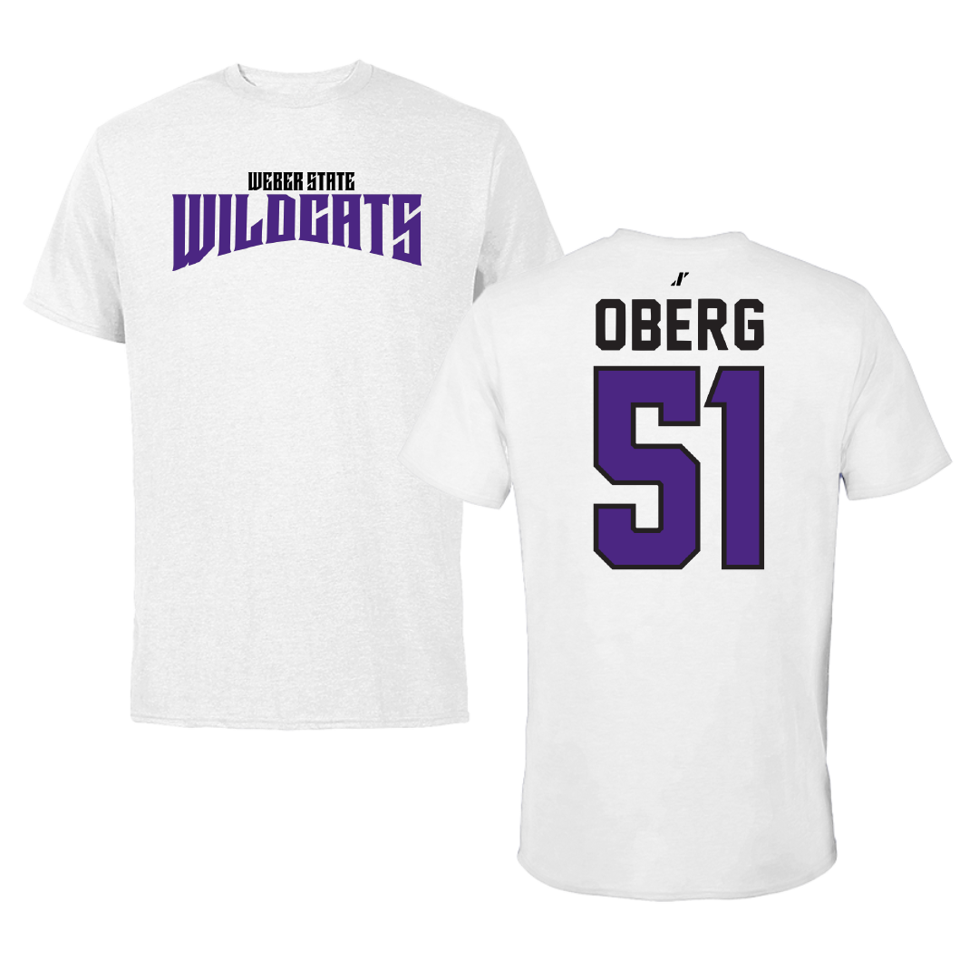 Weber State University Football White Classic Performance Tee - #51 Ashden Oberg