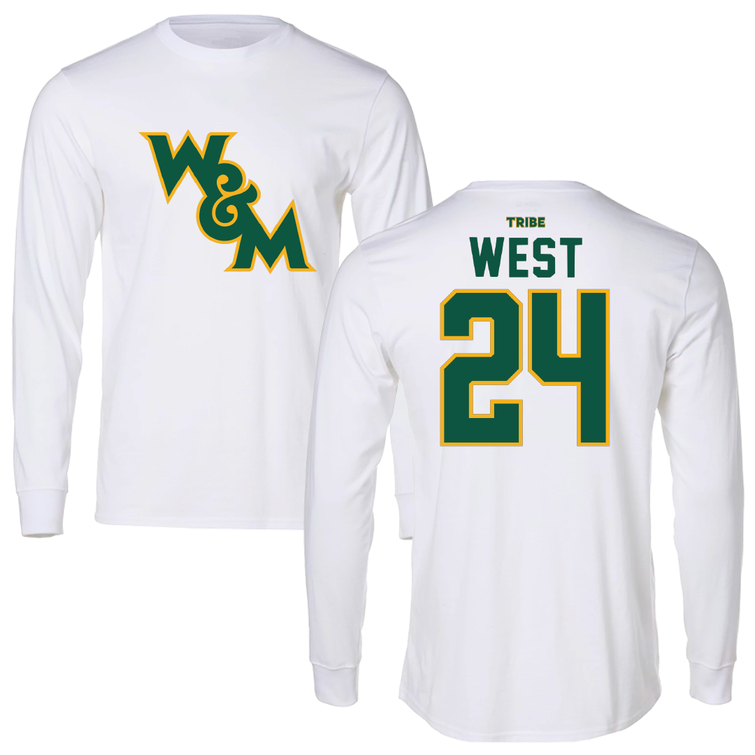 William & Mary Basketball White Performance Long Sleeve - #24 Emma West