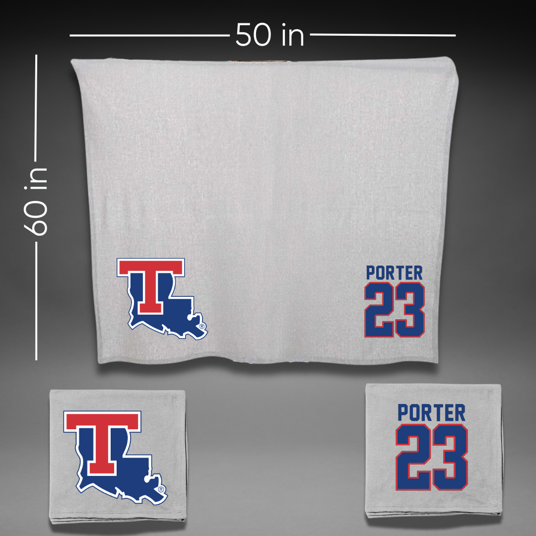 Louisiana Tech University Soccer Gray Blanket - #23 Jordan Porter