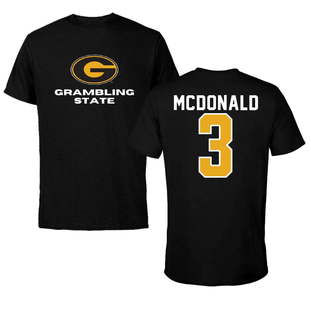 Grambling State University Basketball Black Tee - #3 Emareyon McDonald