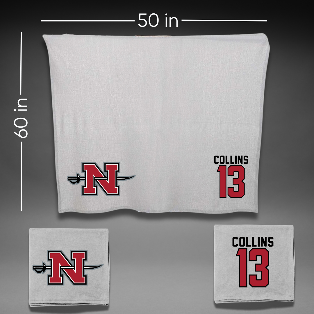 Nicholls State University Basketball Gray Blanket - #13 Mekhi Collins