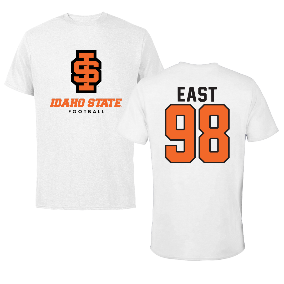Idaho State University Football White Performance Tee - #98 Jake East