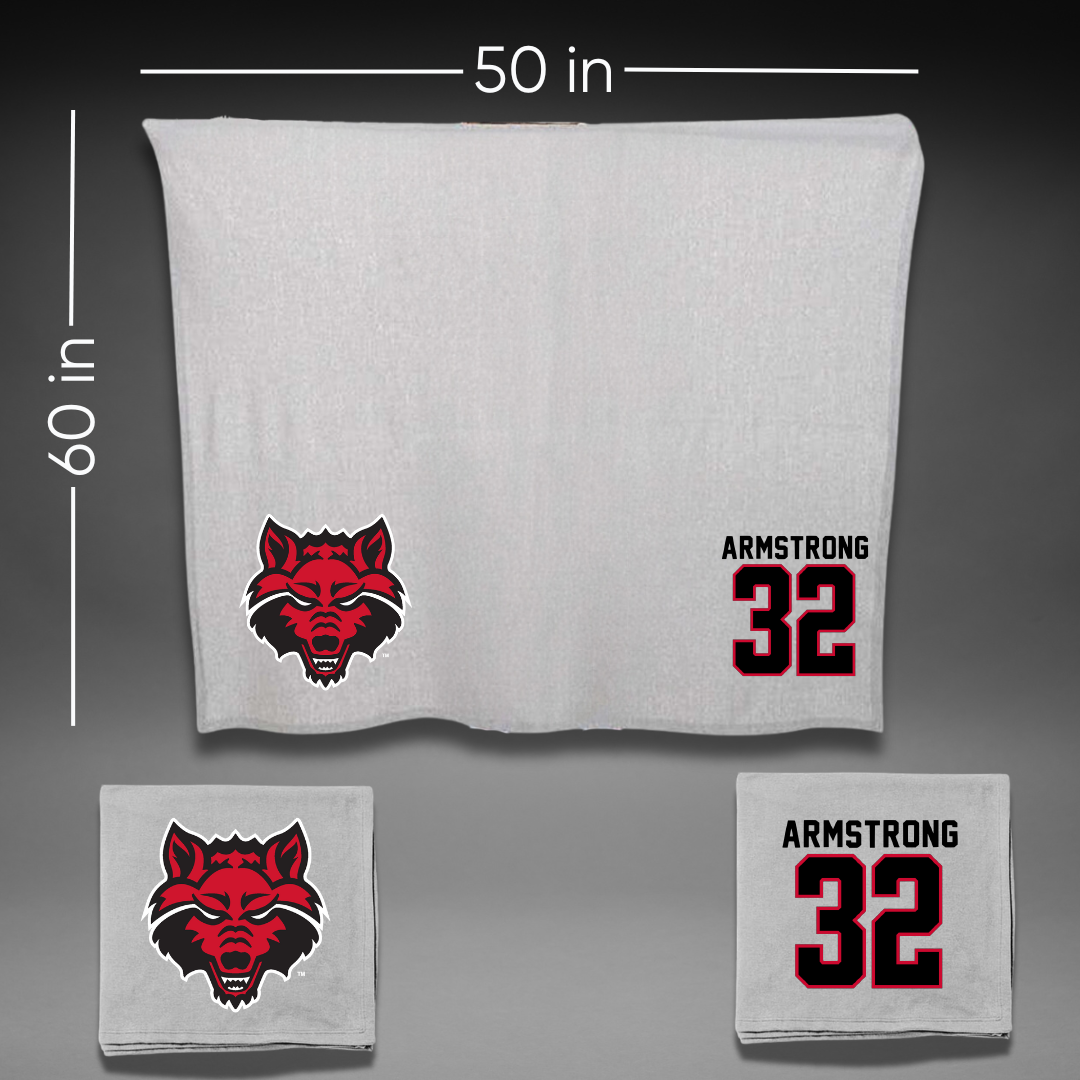 Arkansas State University Baseball Gray Blanket - #32 Chase Armstrong