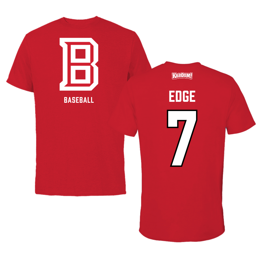 Bradley University Baseball Red Block Performance Tee - #7 Anthony Edge