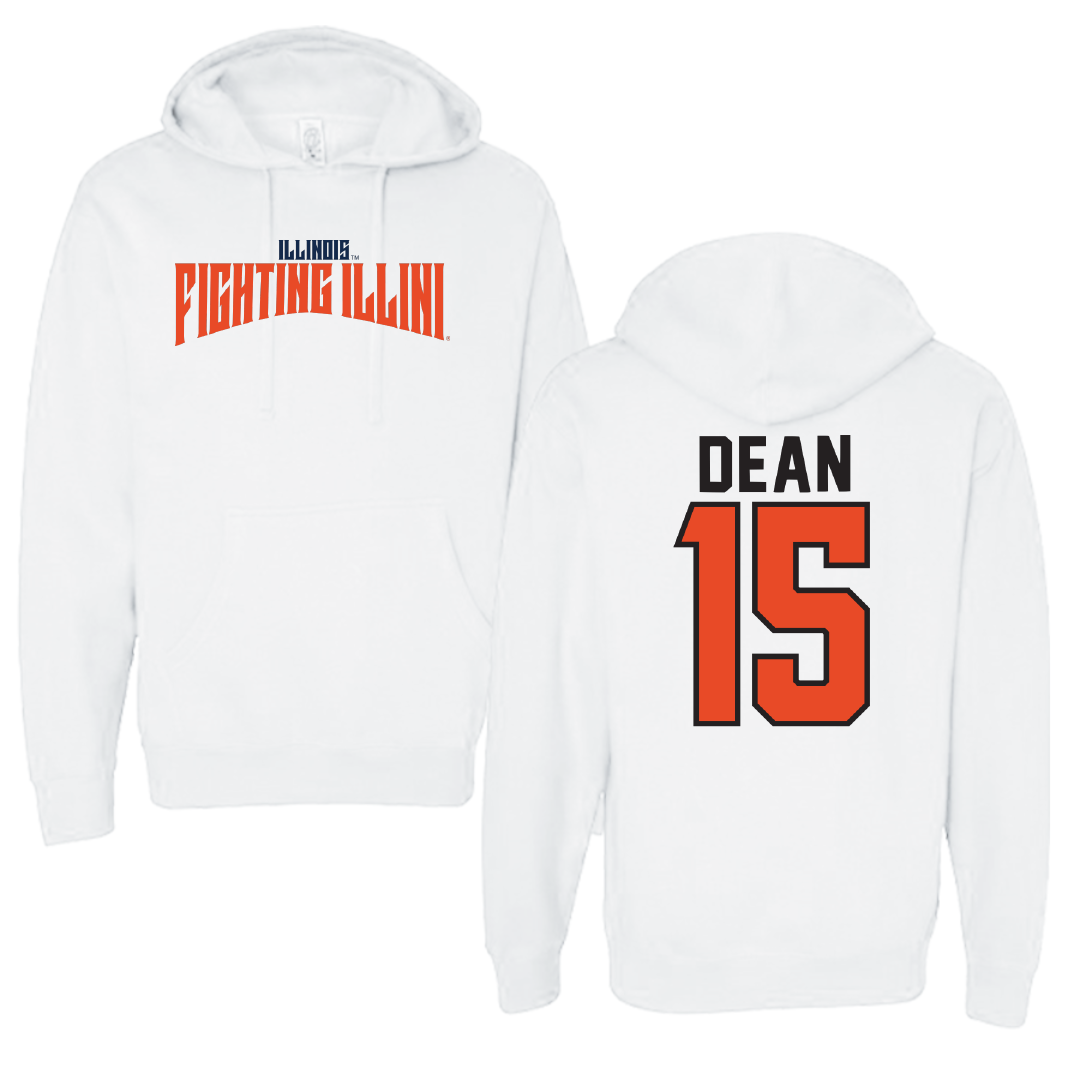 University of Illinois Volleyball White Classic Hoodie - #15 Gabby Dean