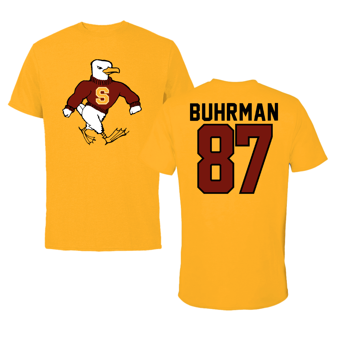 Salisbury University Football Gold Tee - #87 Owen Buhrman