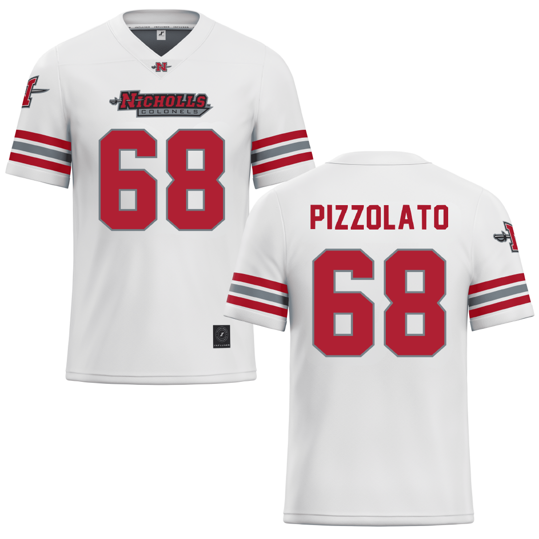 Nicholls State University White Football Jersey - #68 Robbie Pizzolato
