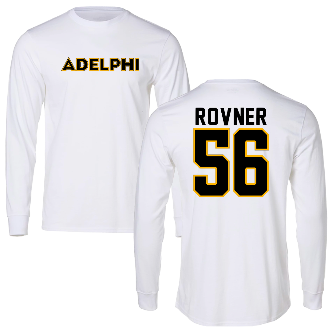 Adelphi University Baseball White Performance Long Sleeve - #56 Zach Rovner
