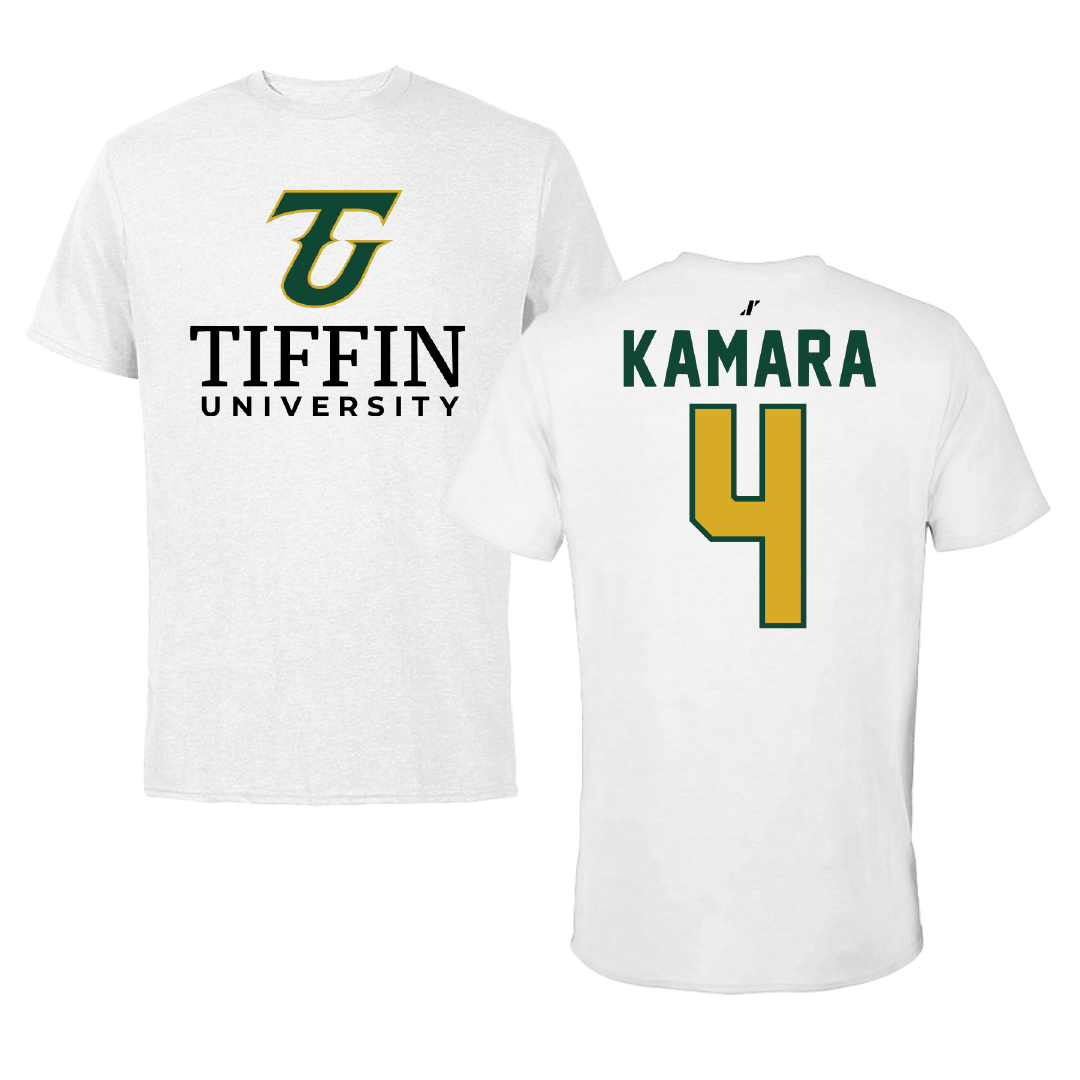 Tiffin University Soccer White Performance Tee - #4 Amara Kamara