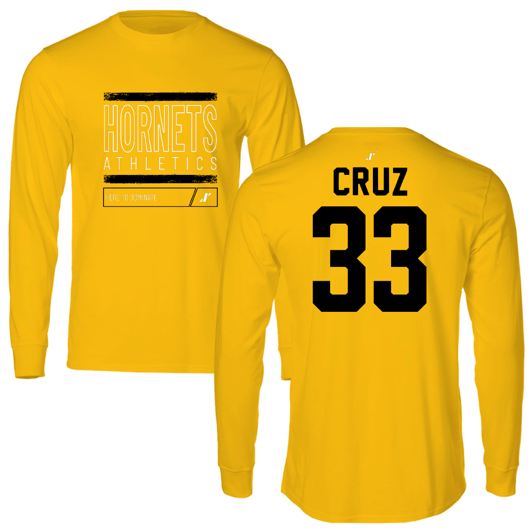 Alabama State University Baseball Gold Dominate Performance Long Sleeve - #33 Juan Cruz