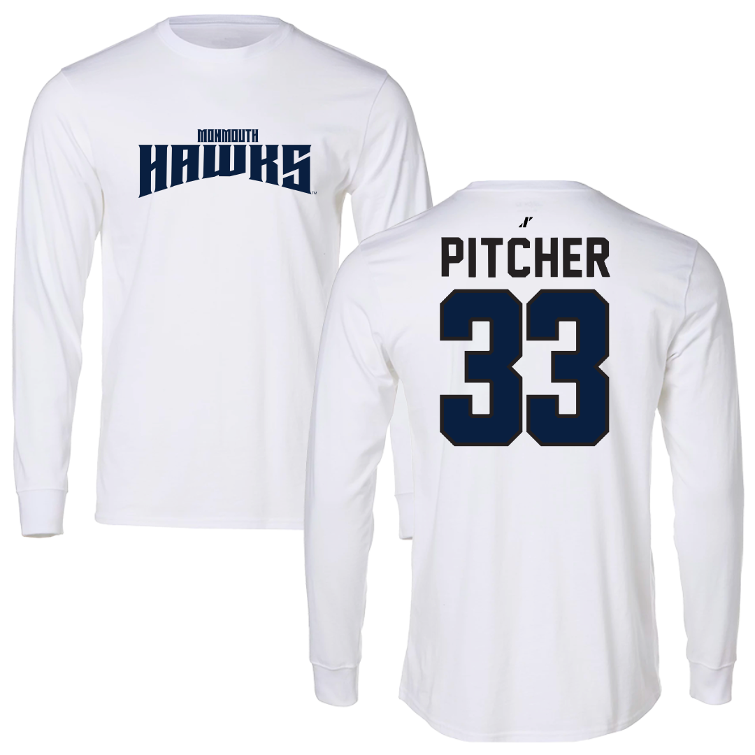 Monmouth University Lacrosse White Classic Long Sleeve - #33 Cole Pitcher