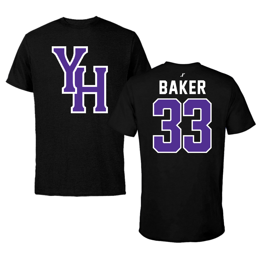 Young Harris College Basketball Black Performance Tee - #33 Brayden Baker