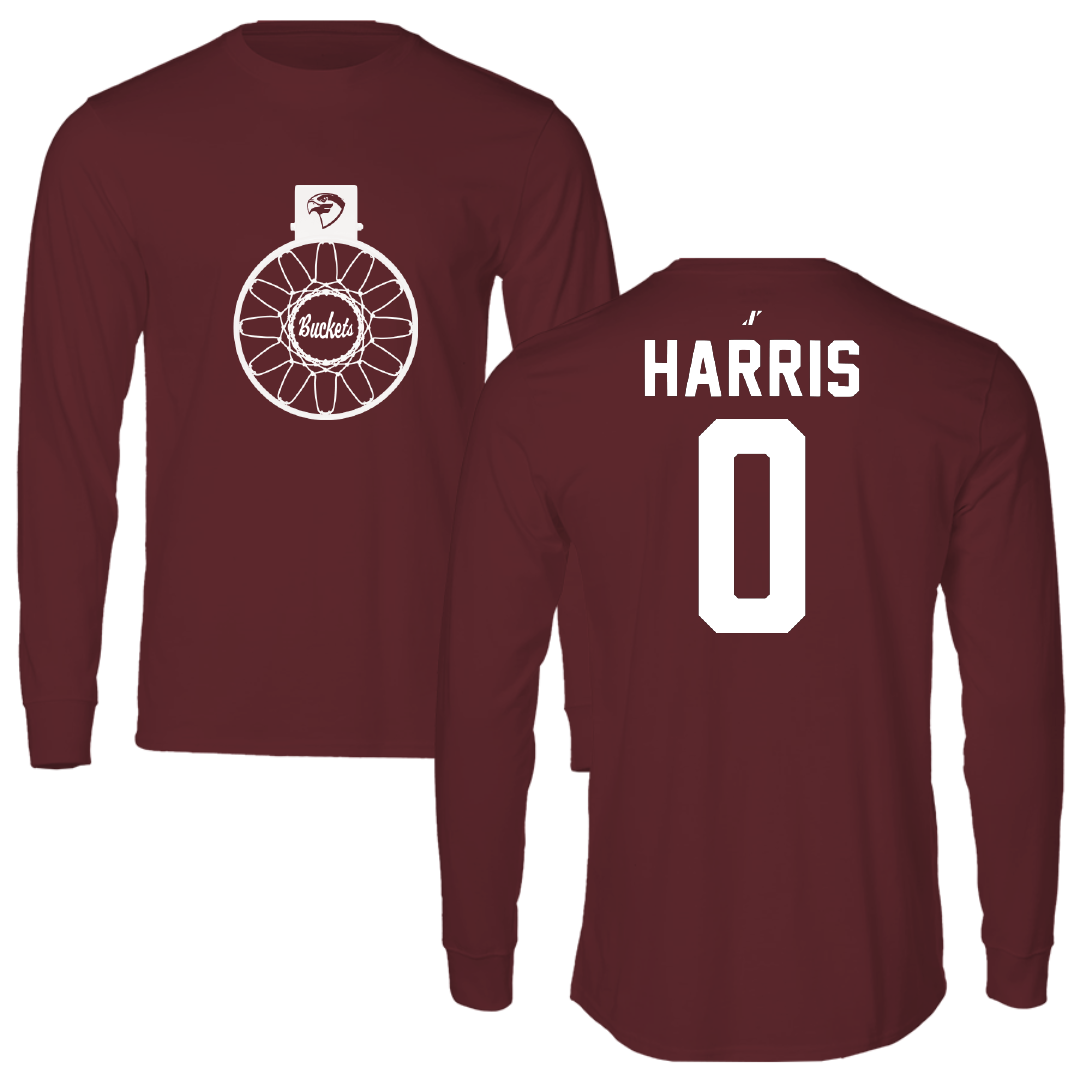Fairmont State University Basketball Maroon Buckets Long Sleeve - #0 Andre Harris