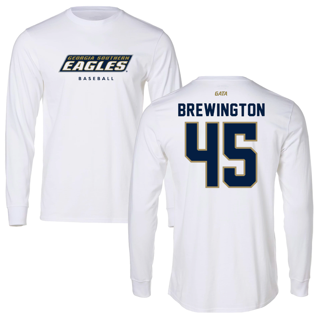 Georgia Southern University Baseball White Performance Long Sleeve - #45 Colby Brewington