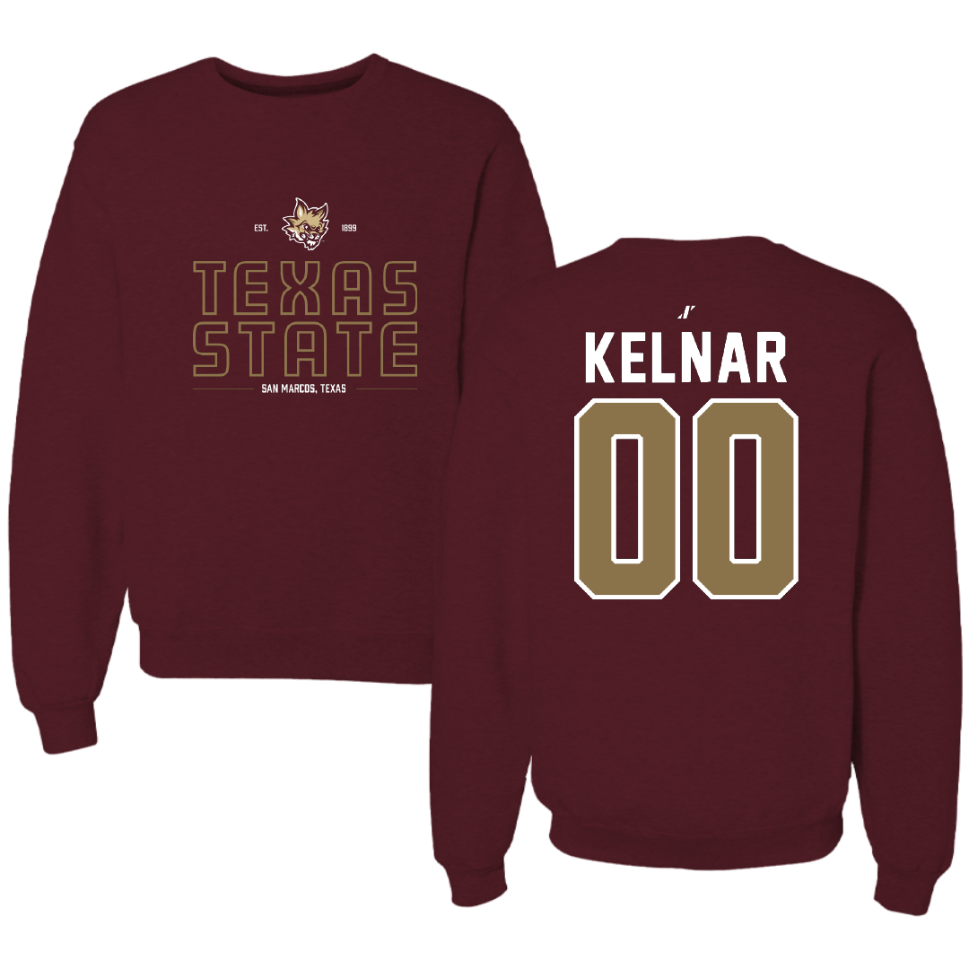 Texas State University Softball Maroon General Crewneck - #00 Megan Kelnar