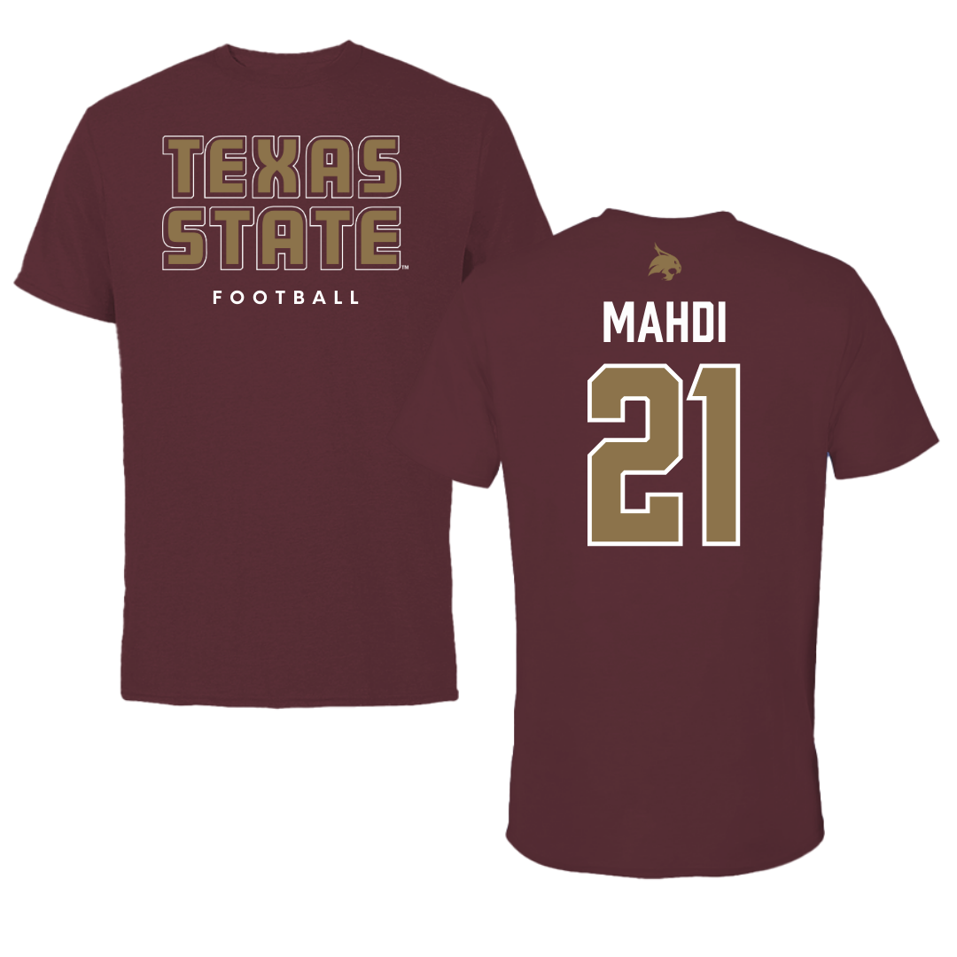 Texas State University Football Maroon Performance Tee - #21 Ismail Mahdi