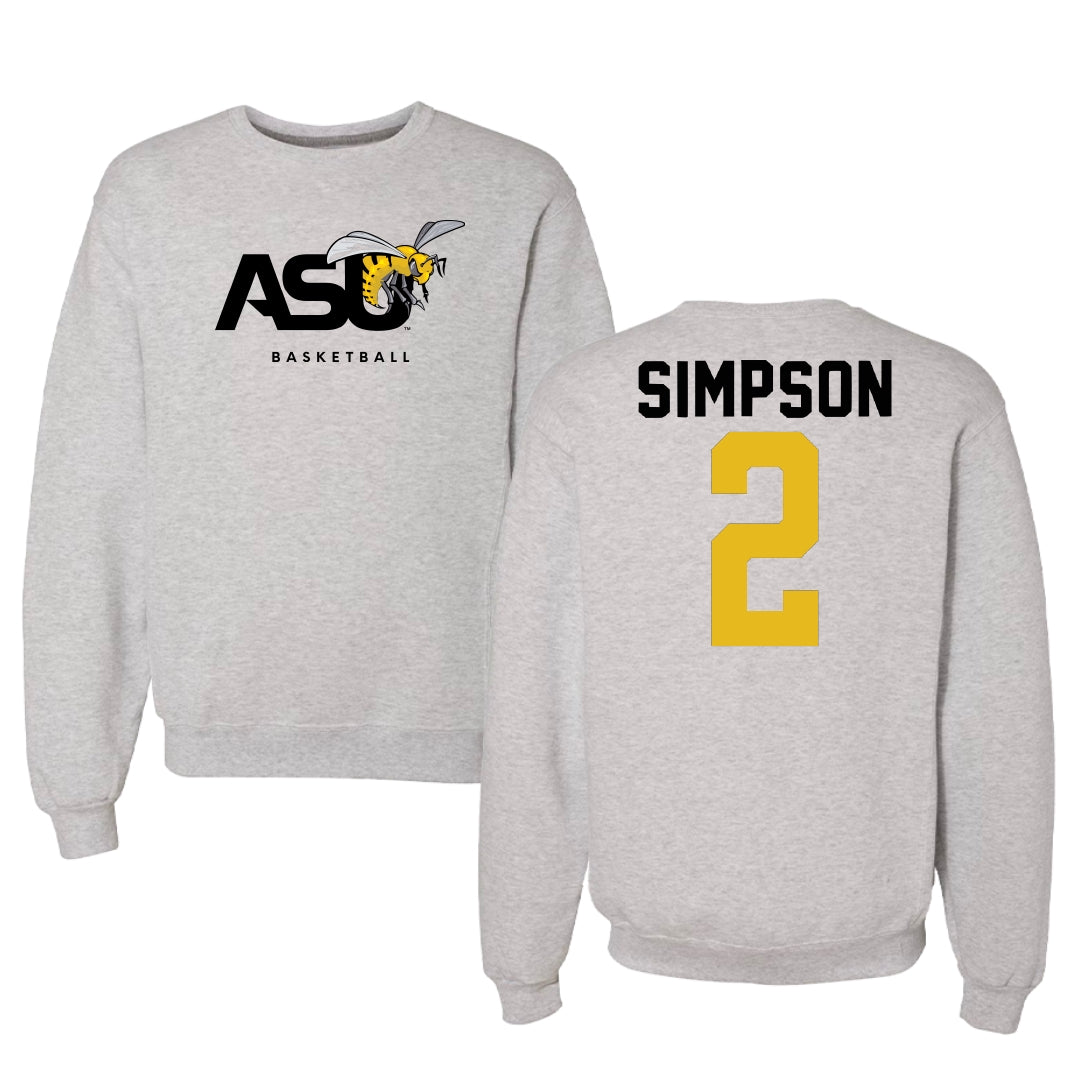 Alabama State University Basketball Light Gray Crewneck - #2 micah simpson