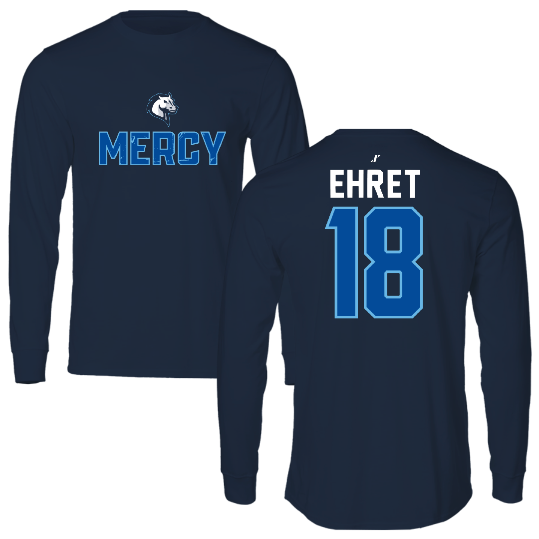 Mercy University Baseball Navy General Long Sleeve - #18 Ryan Ehret