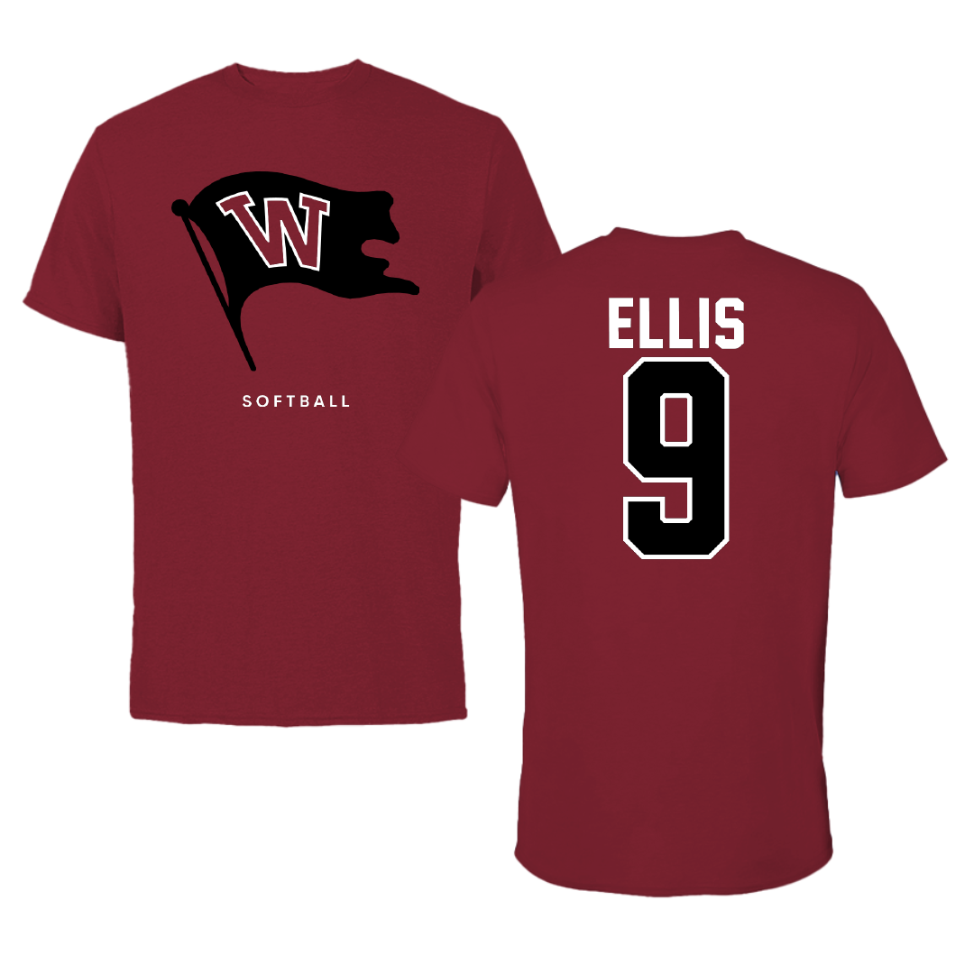 Whitworth University Softball Cardinal Tee - #9 Reagan Ellis