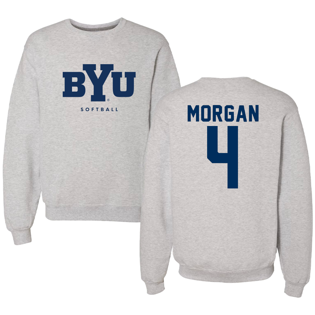 Brigham Young University Softball Gray Crewneck - #4 Ariyah Morgan