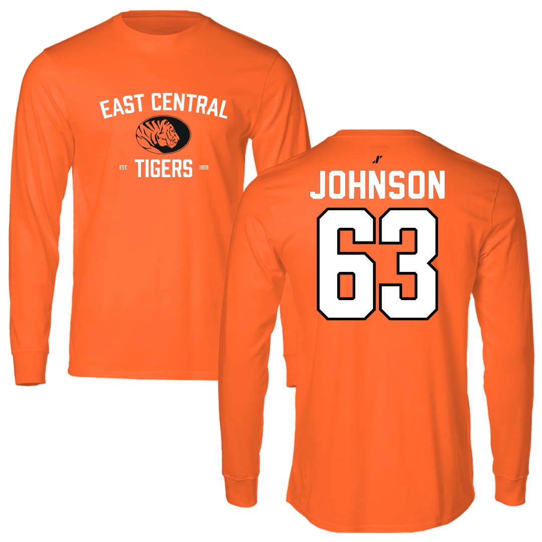 East Central University Football Orange General Long Sleeve - #63 Tyson Johnson